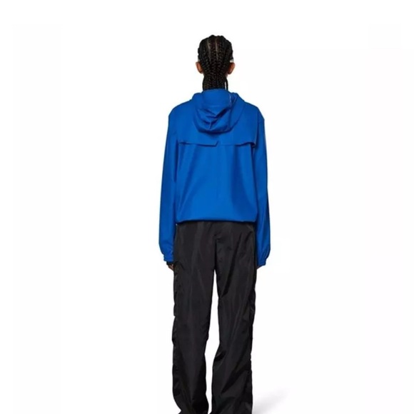 RAINS Unisex Storm Breaker Hooded Raincoat Jacket Waves Blue Size Extra Small - Picture 4 of 7